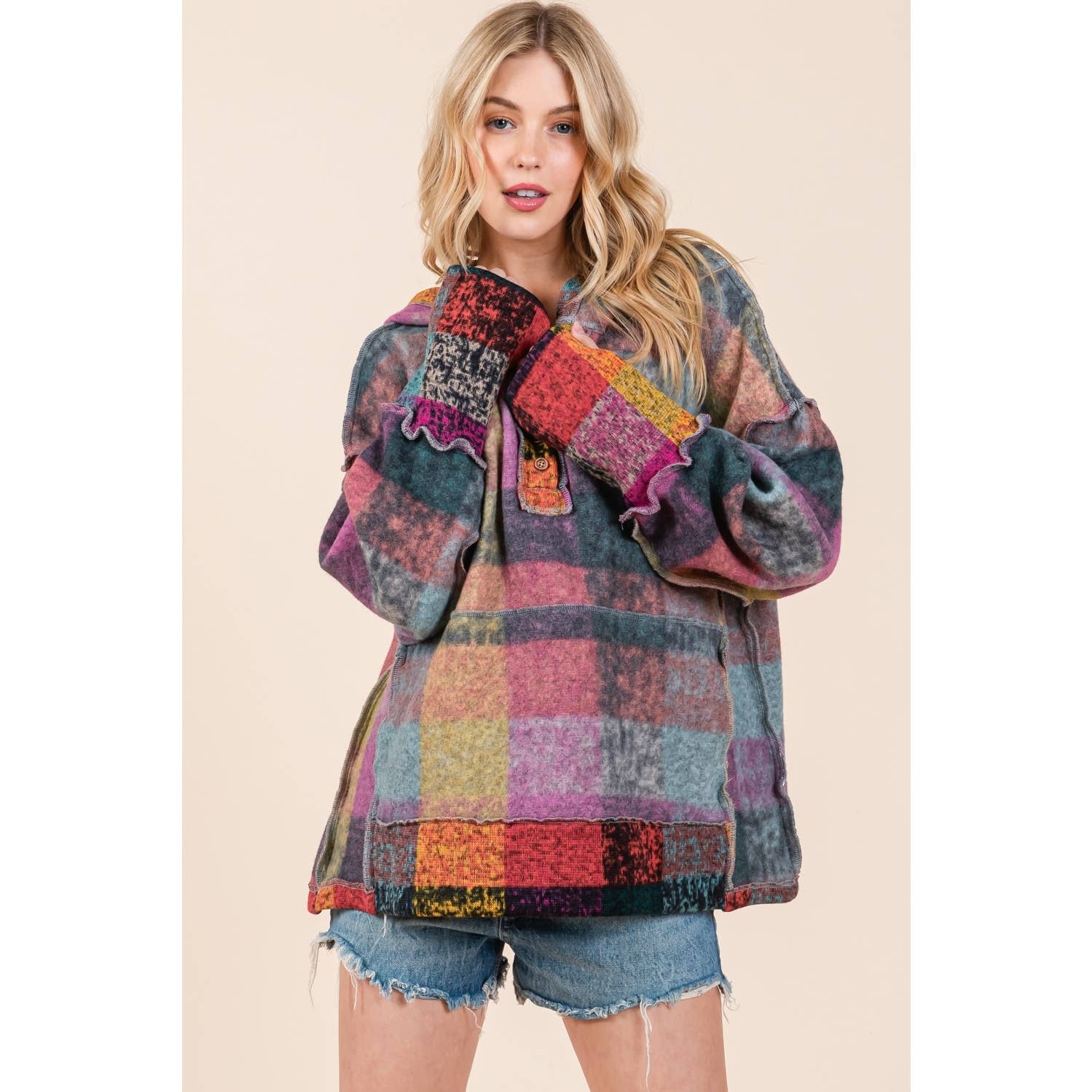 Mapcie - Wholesale Jacket - Women's - MULTI PLAID PULL OVER WITH POCKETS6