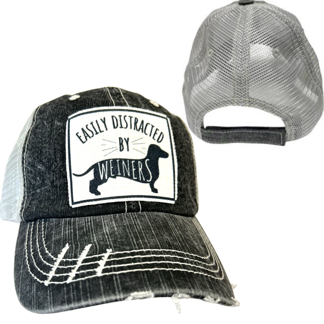 dkhandmade - Wholesale Trucker Hat - Unisex - EASILY DISTRACTED BY WEINERS | UNISEX HAT | DISTRESSED10