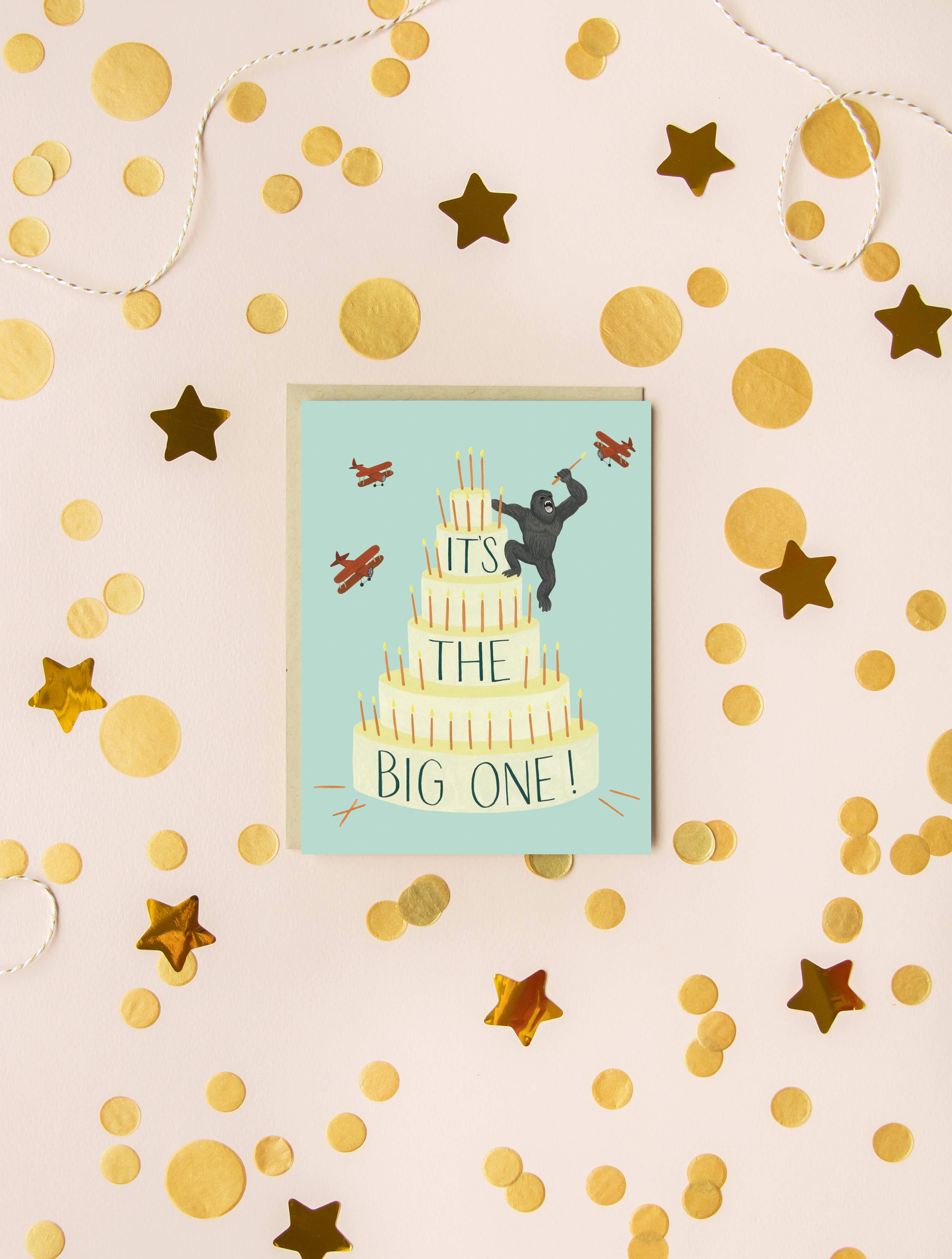 Yeppie Paper - Wholesale Birthday Card - King Kong with Airplanes Cake Milestone Birthday Card2