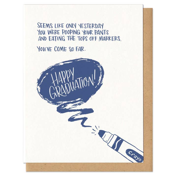 Grad Markers Greeting Card for wholesale by Frog & Toad Press