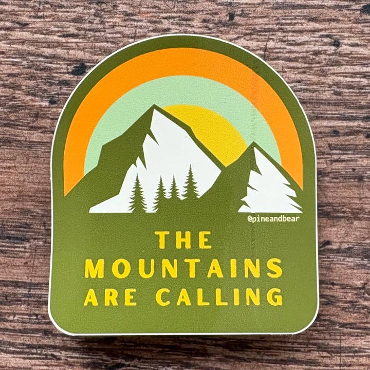 Vinyl Sticker - The Mountains Are Calling for wholesale by Pineandbear