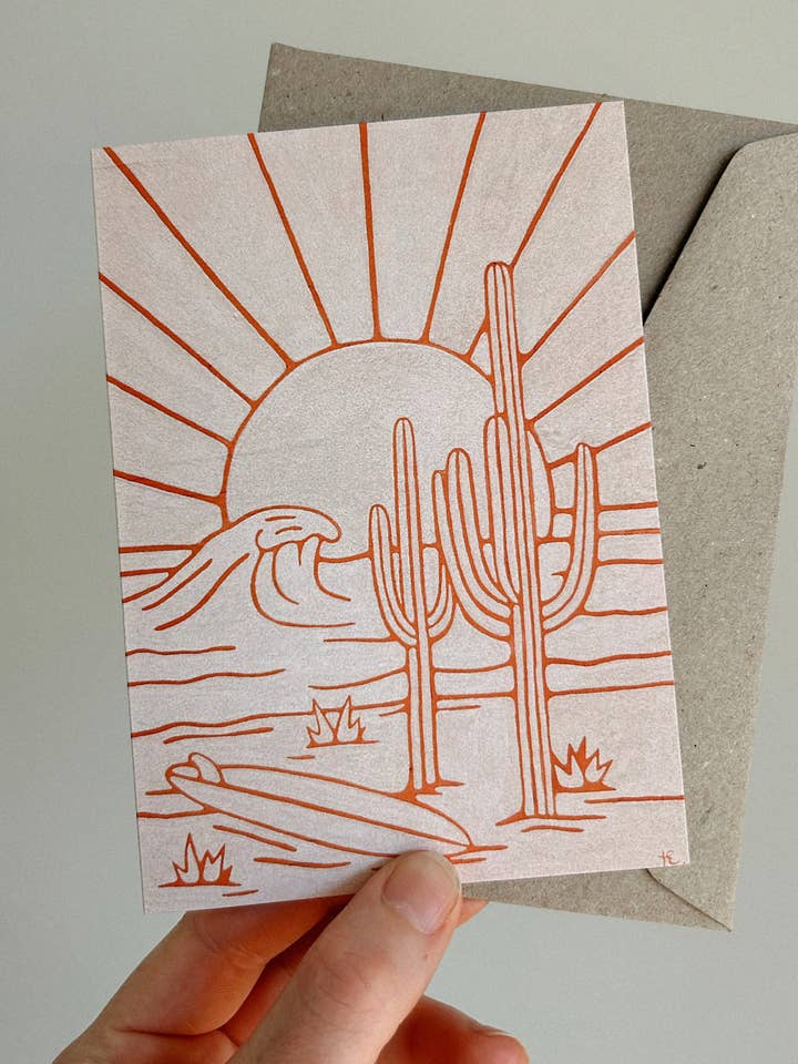 ‘DESERT SWELL’ Greeting Card for wholesale by Tess Elleese Art & Creative