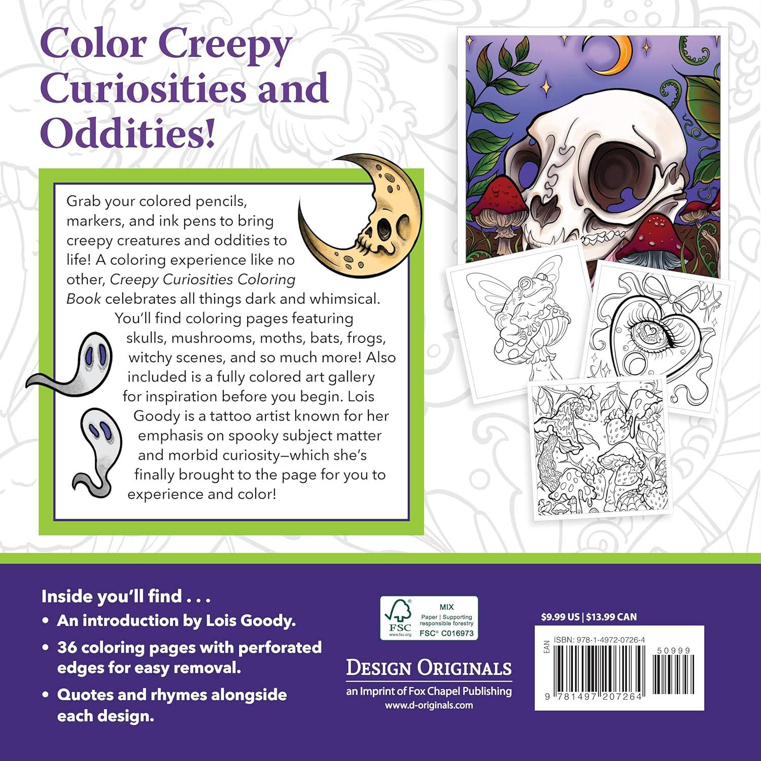 Fox Chapel Publishing - Vente Livre de coloriage et d'activités pour adultes - Livre de coloriage des curiosités effrayantes - Des motifs étranges pour vous ravir !1