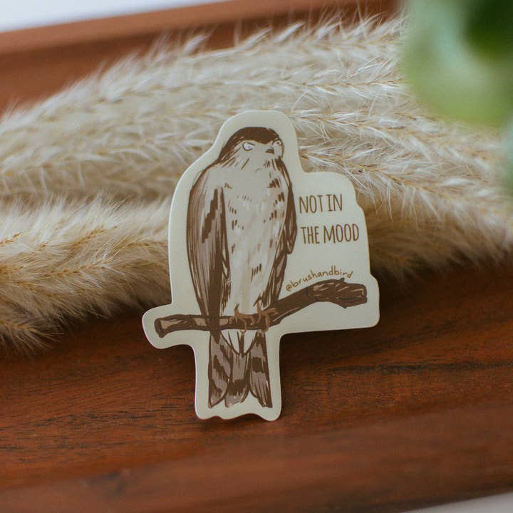 Brush & Bird Paper Co. - Wholesale Sticker - Grumpy Hawk Vinyl Sticker | "Not in the Mood" Birding Gift2