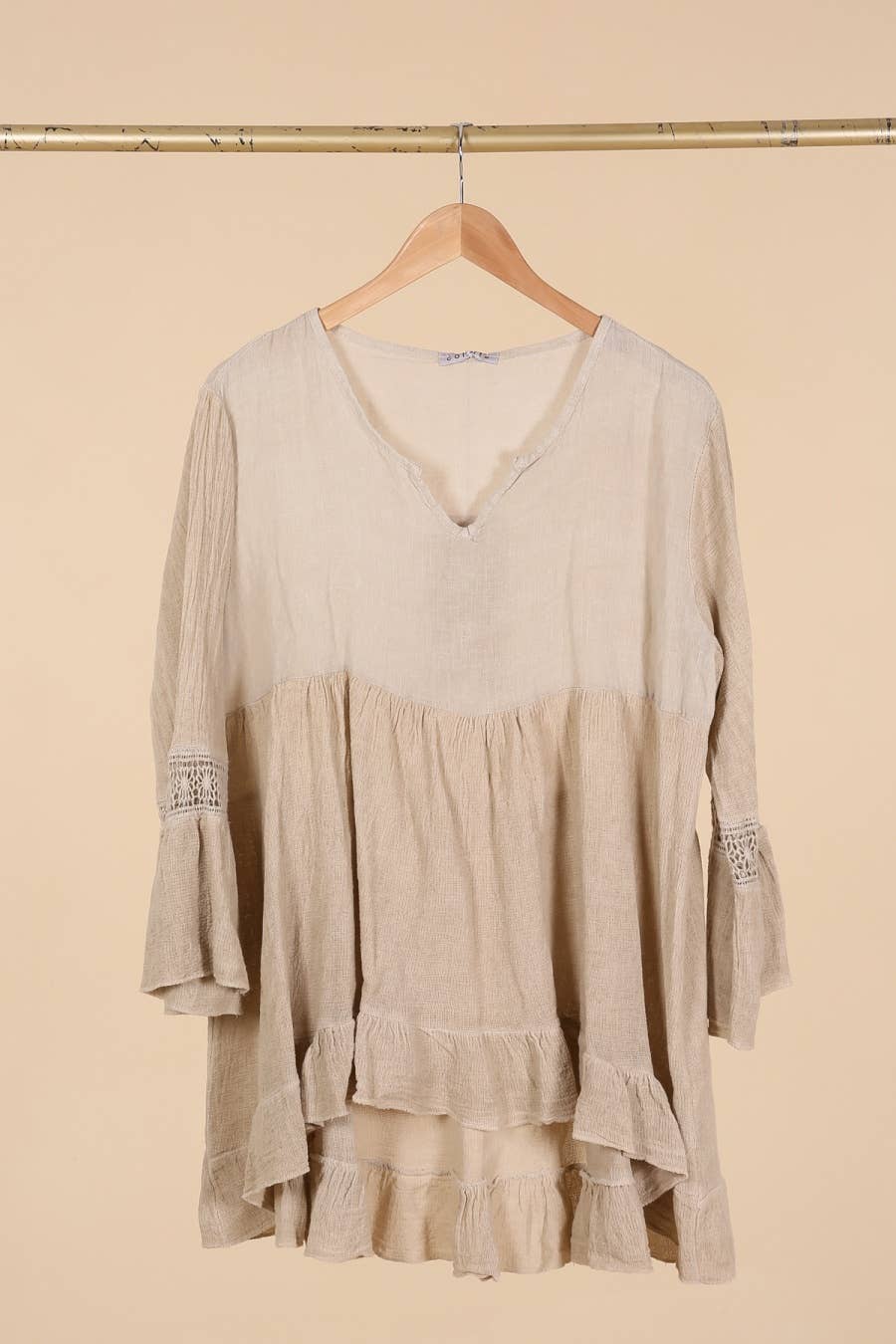 la maison des fibres naturelles - Wholesale Tunic - Women's - Ruffled cotton linen tunic 1003 10% linen 90% cotton2