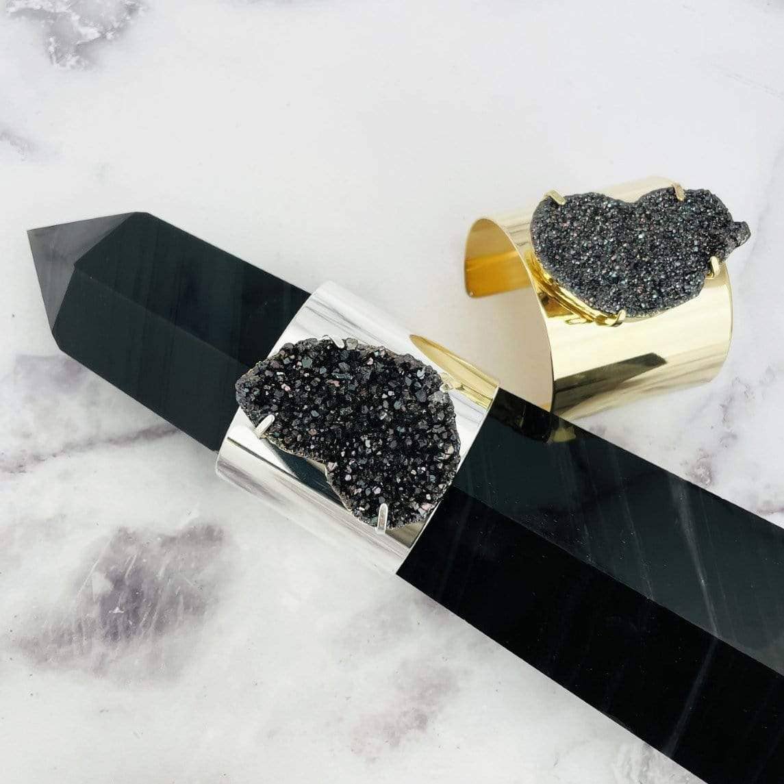 Rock Paradise - Wholesale Cuff Bracelet - Crystal Black Diamond Titanium Druzy Electroplated Cuff3