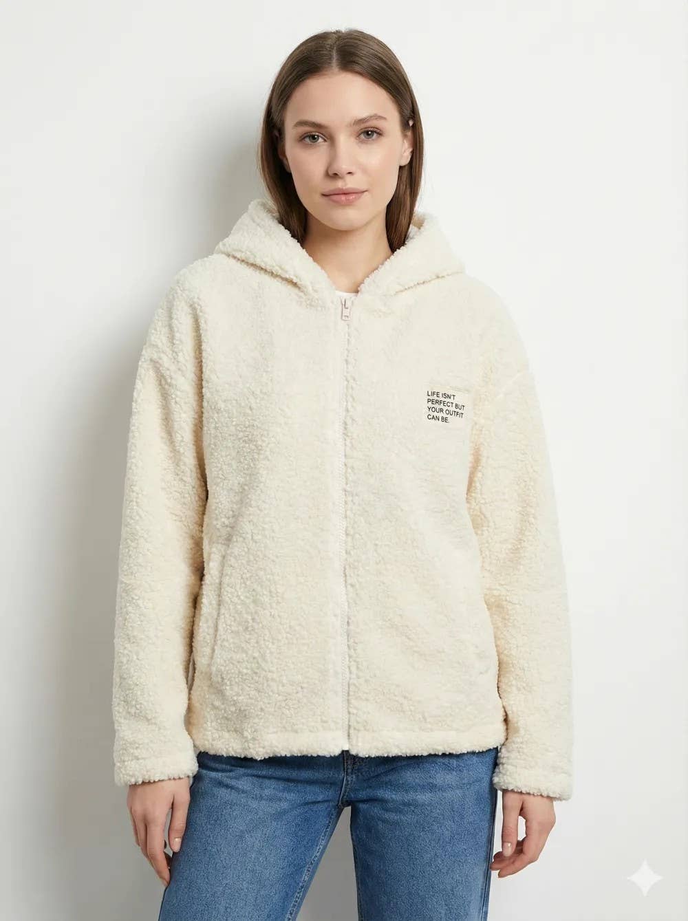 Mimi & Gogo - Wholesale Jacket - Women's - Fleece Hooded Jacket With Zip @3408_VeZipEcusson8