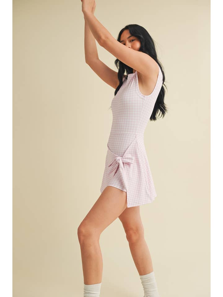 KIMBERLY C - Wholesale Athletic Dress - Women's - Gingham Print Sleeveless Wrap Tie Front Dress 22