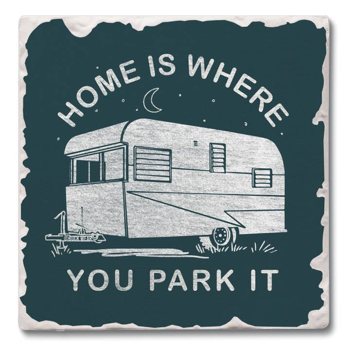 "Park It" Single Tumbled Tile Coaster for wholesale by CounterArt/Highland Home/Thirstystone