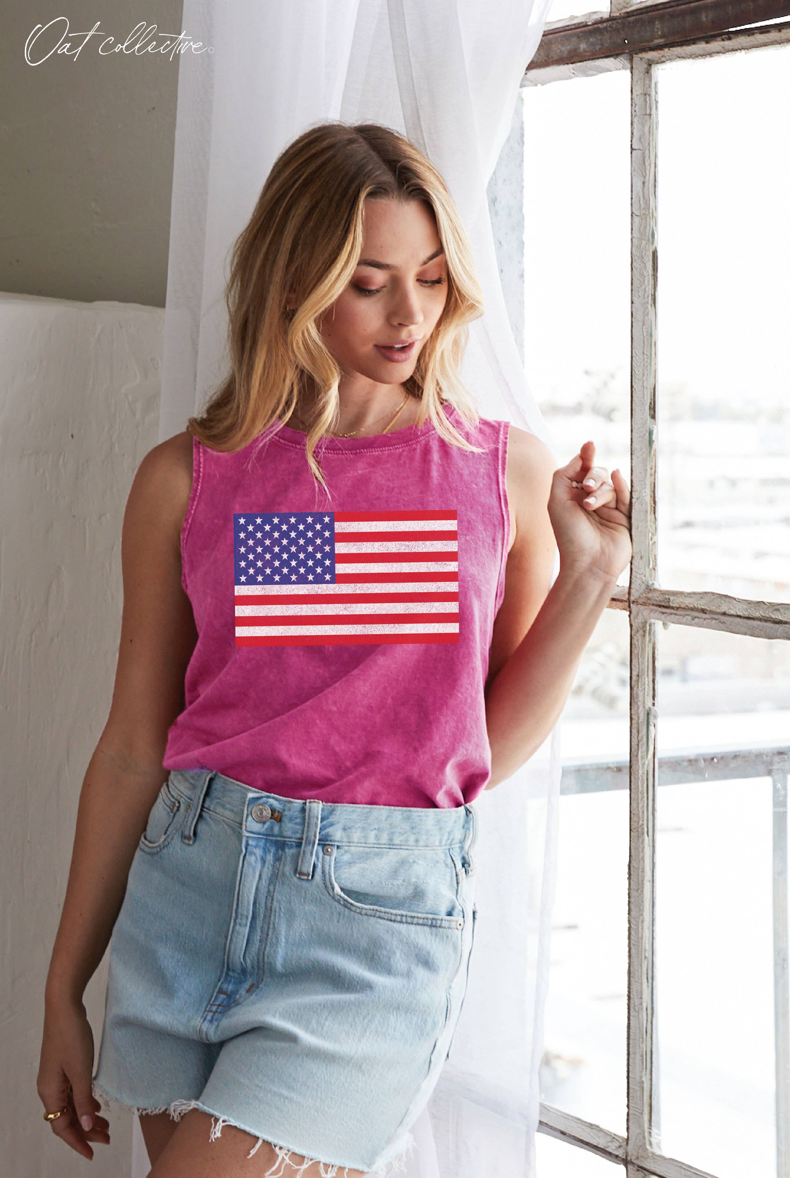 OAT COLLECTIVE - Wholesale Tanktop - Dames - USA FLAG Mineral Graphic tanktop 7