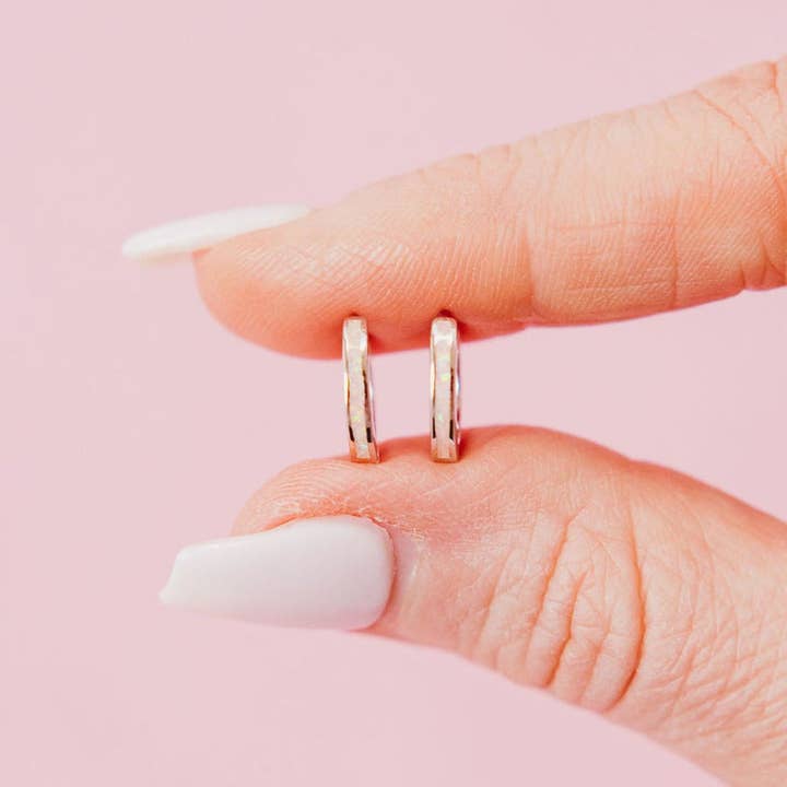 Chloe + Lois - Wholesale Huggie Earrings - Pink Opal Huggie Hoops2