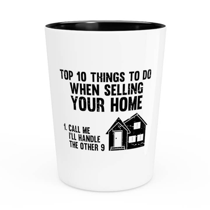 Shot Glass Party Ceramic Tequila Hilarious Real Estates Broker Realty Stockbroker Agent Pun Humorous Properties Appraiser Worker Accountant for wholesale by Teegarb LLC