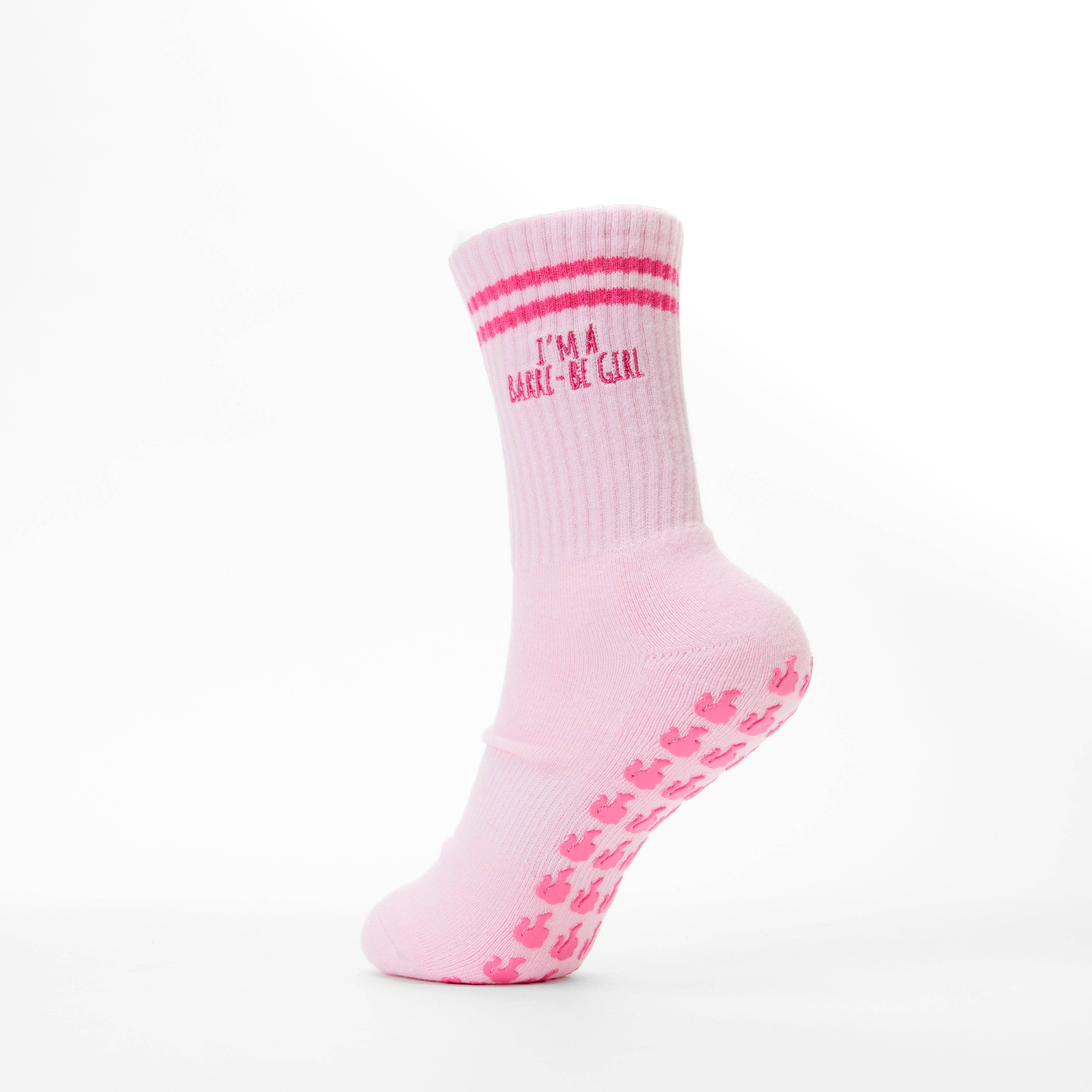 Pink I'm a Barre-Be Girl Barre Grip Socks for wholesale on Faire9