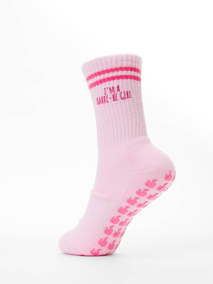 Pink I'm a Barre-Be Girl Barre Grip Socks for wholesale on Faire9