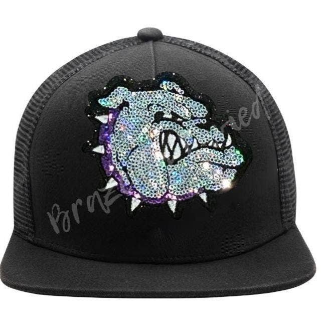 Bulldog Patch | Silver Sequins BULLDOG Patch with PURPLE Sequins Collar | Hat Patch | DIY | Iron On | Game Day Patch for wholesale by Brazenly Envied