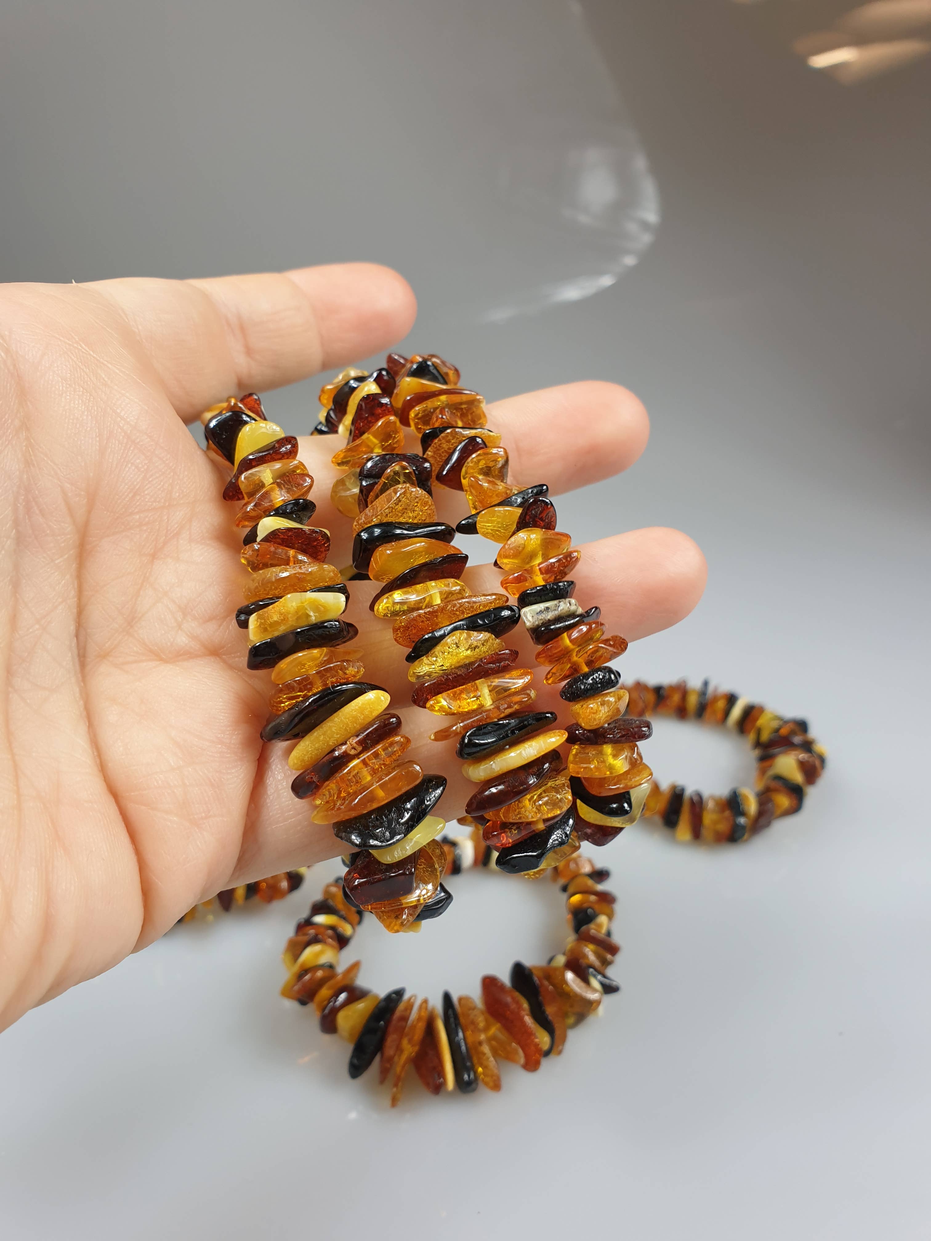 AmberLithuania - Vendita all'ingrosso Bracciale con perline - Bracciale da adulto con pietre grezze di ambra baltica elasticizzato6