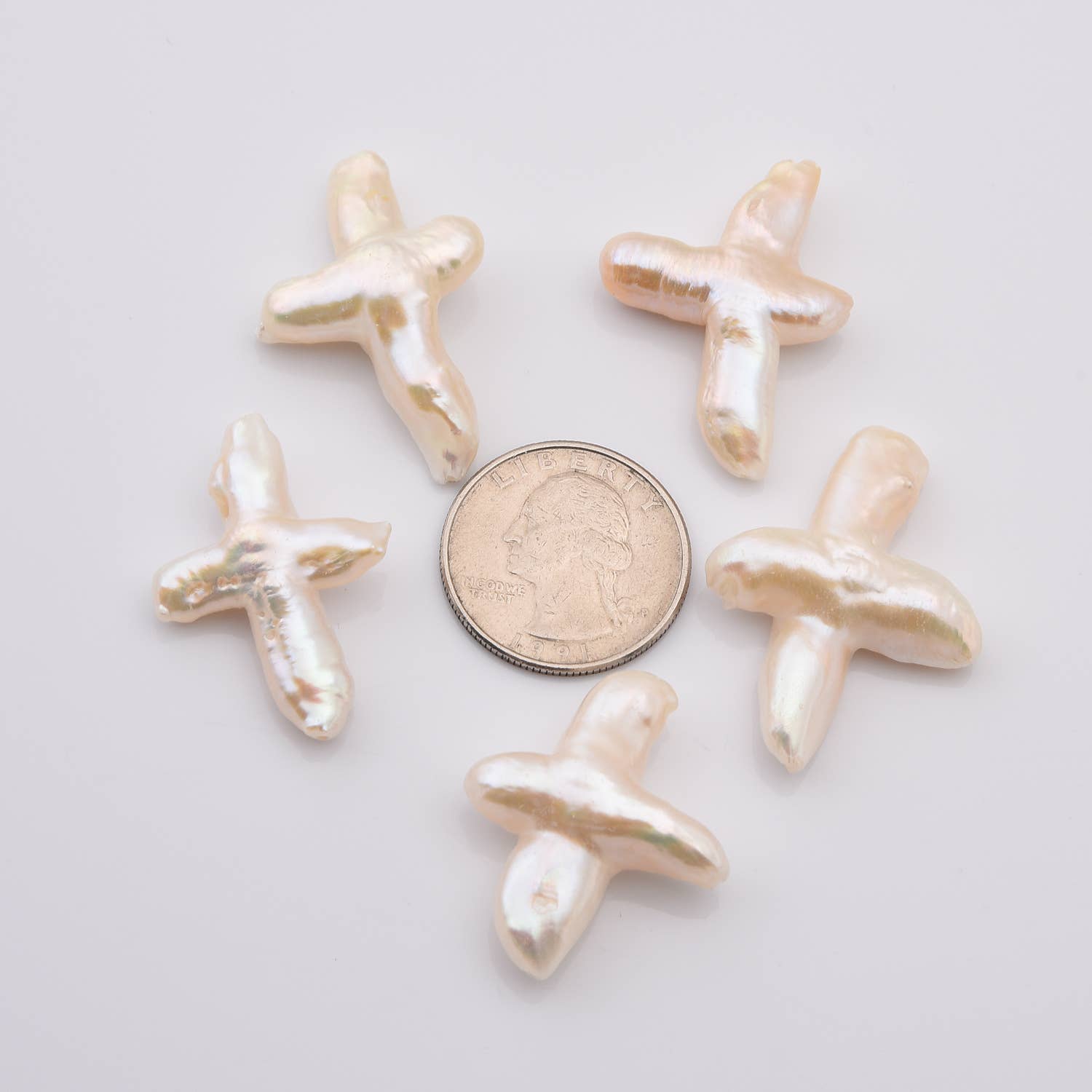 Beads Creation - Wholesale Beads - Natural Cross Pearl Bead, 35x20mm Pendant, Gift, FWP0587