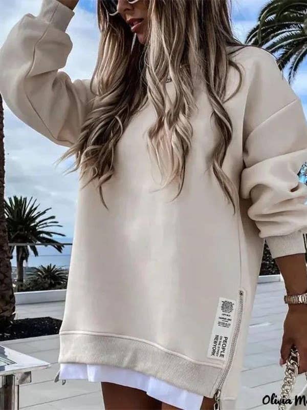 Beige oversized loose leisure fleece sweatshirts for wholesale on Faire