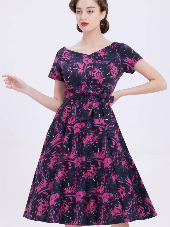 228133-PINK MULTI | Bella | Swing Dress w/ Pockets for wholesale by Miss Lulo Canada