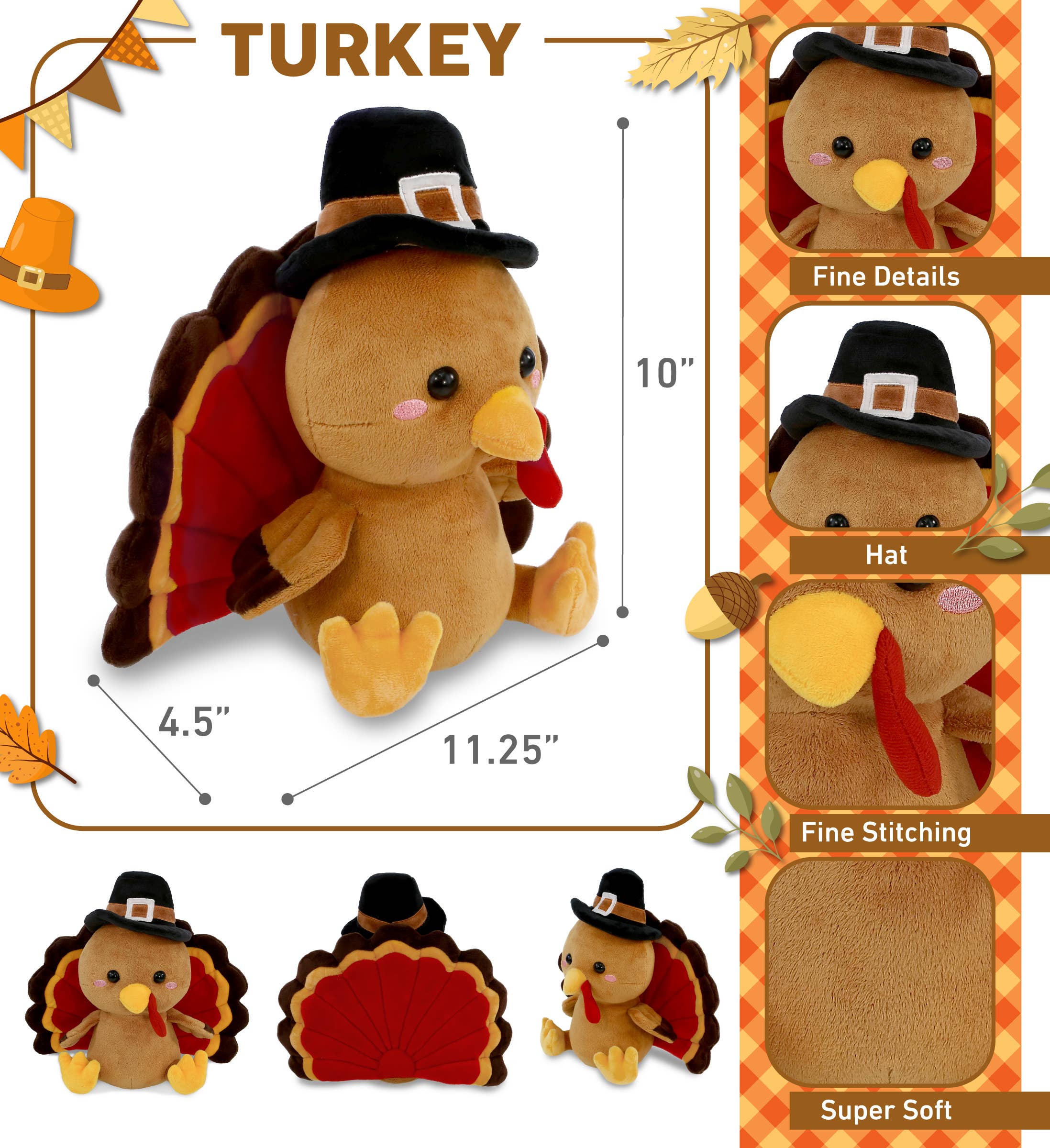 Cota Global - Wholesale Stuffed/Plush Toy - Kids & Baby - Plush - Turkey 10"2