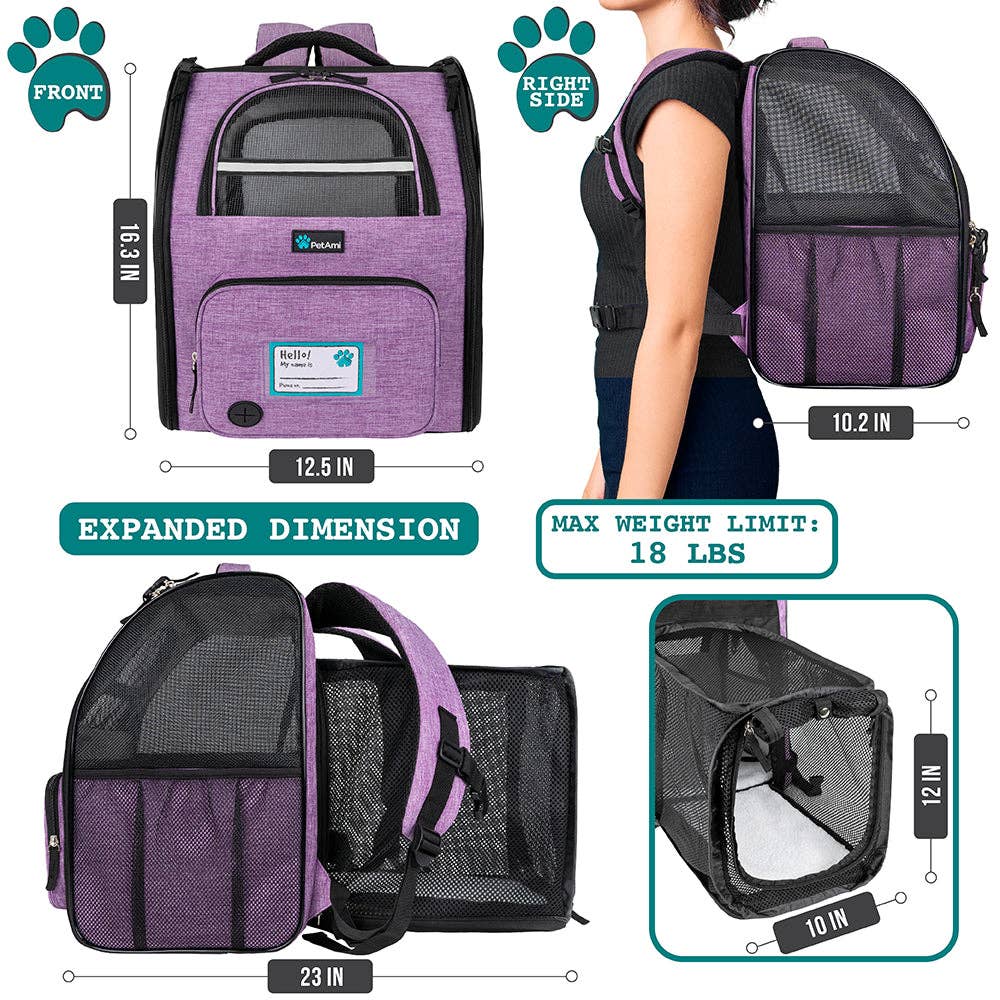PetAmi - Vente Caisse de transport – chat et chien - Sac à dos de transport pour animaux de compagnie extensible à 3 voies30