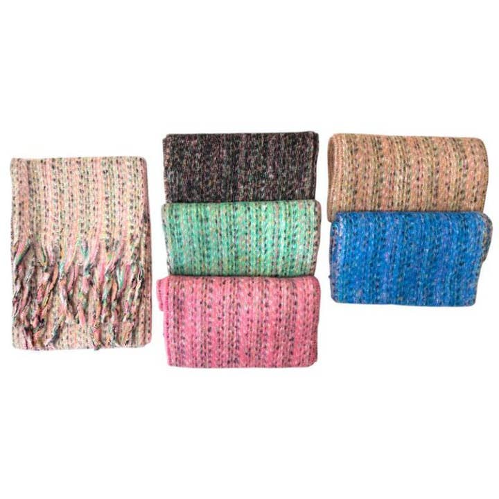 Dames Sjaal van Wol met Veelkleurige Franjes HFZY-23-01 voor wholesale door Chenson & Gorett