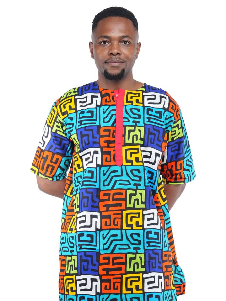 Camicia africana a maniche corte da uomo per la vendita all'ingrosso da parte di Satsuma Wholesale