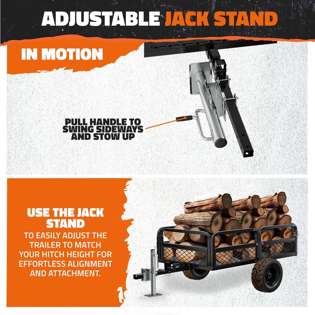 mockins - Wholesale Sporting Accessories - 55"x30"x15" Utility Trailer with Ramp & Attachable Jack Stand7