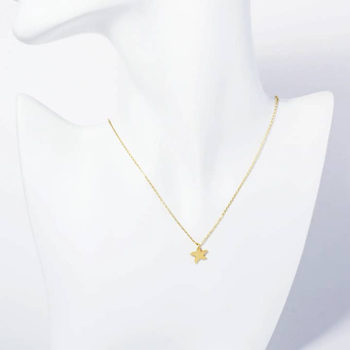 Wild Honey - Wholesale Pendant/Charm Necklace - 18K Gold Dipped Brushed Brass Starfish Pendant Necklace2