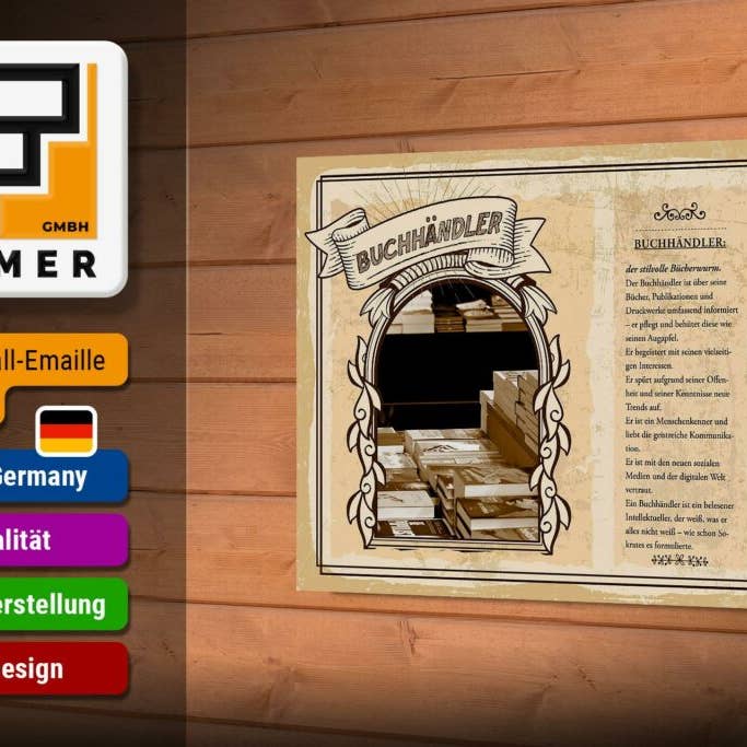 Femer - Wholesale Sign - Wooden Sign Professions 18x12 cm Bookseller Books Eyeball Trends Sign2