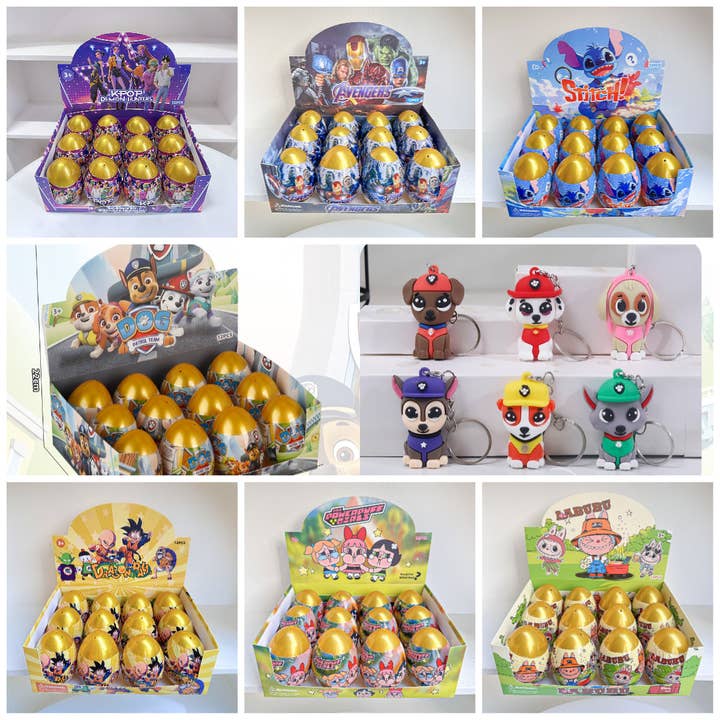 Surprise Egg Silicone Key Chain Blind Box Cute Cartoon Character Pendant for wholesale by Auraquise