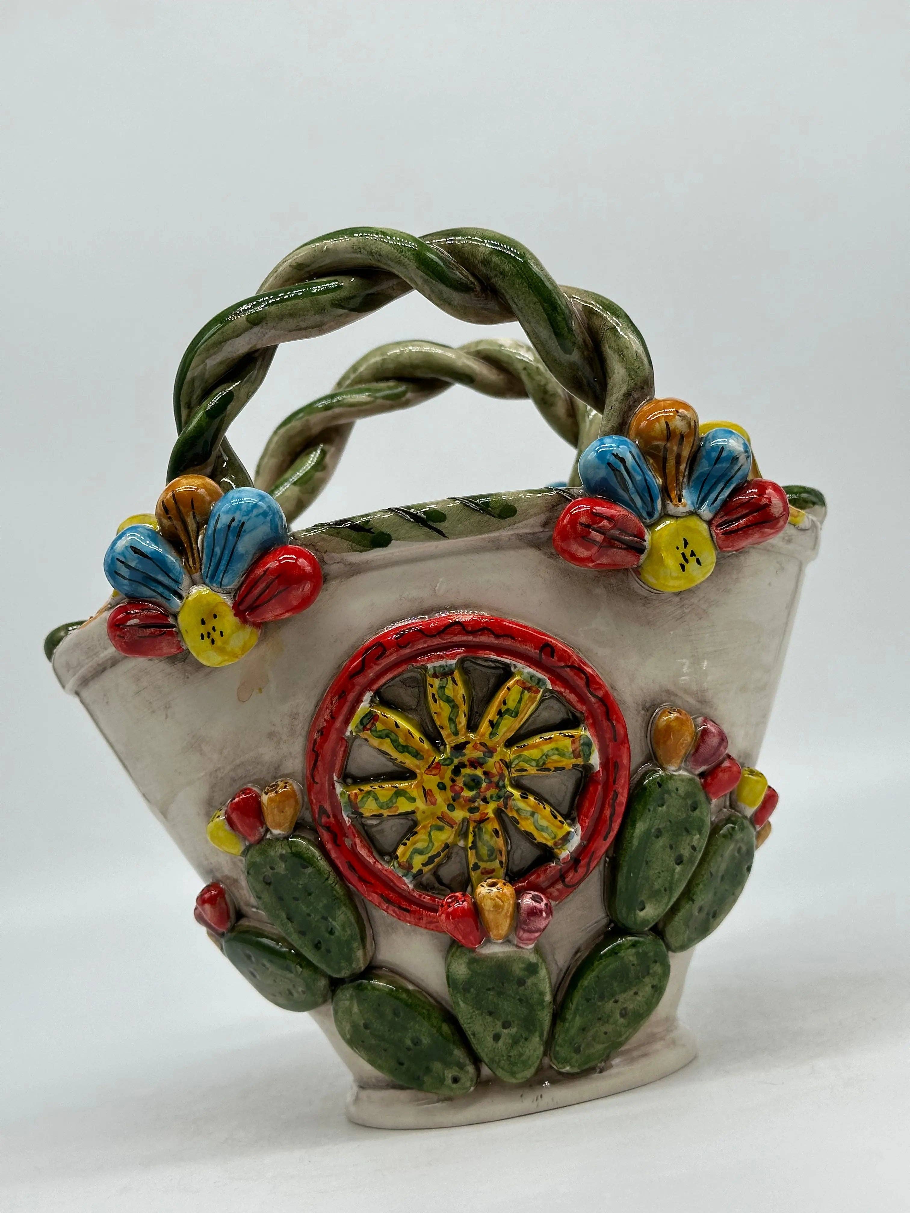 DD Ceramiche Siciliane - Wholesale Decorative Tabletop Object - Coffa Siciliana Ceramica Caltagirone Artisanal Centerpiece Organizer3