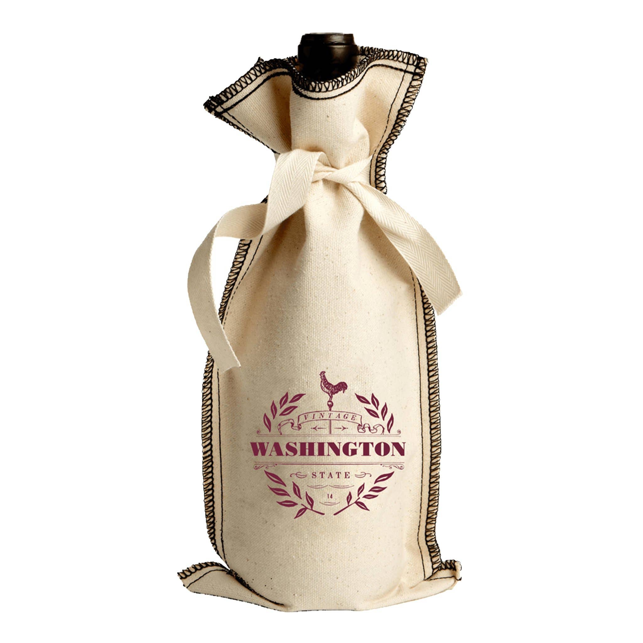 Mercantile 12 - Wholesale Wine Gift Bag - Custom YOUR BRAND OR LOGO 10 Oz. Cotton Overstitch Wine Bag6