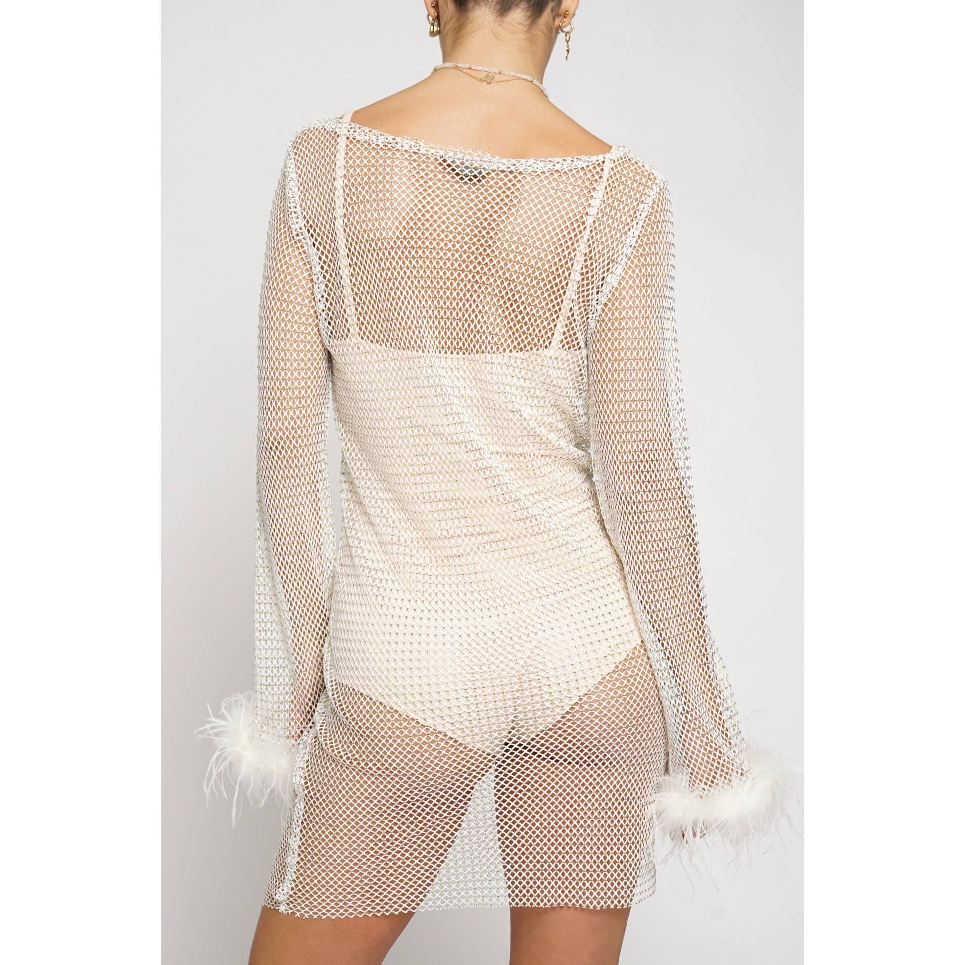 Sans Souci - Wholesale Dress - Women's - FEATHER TRIM CRYSTAL MINI DRESS6