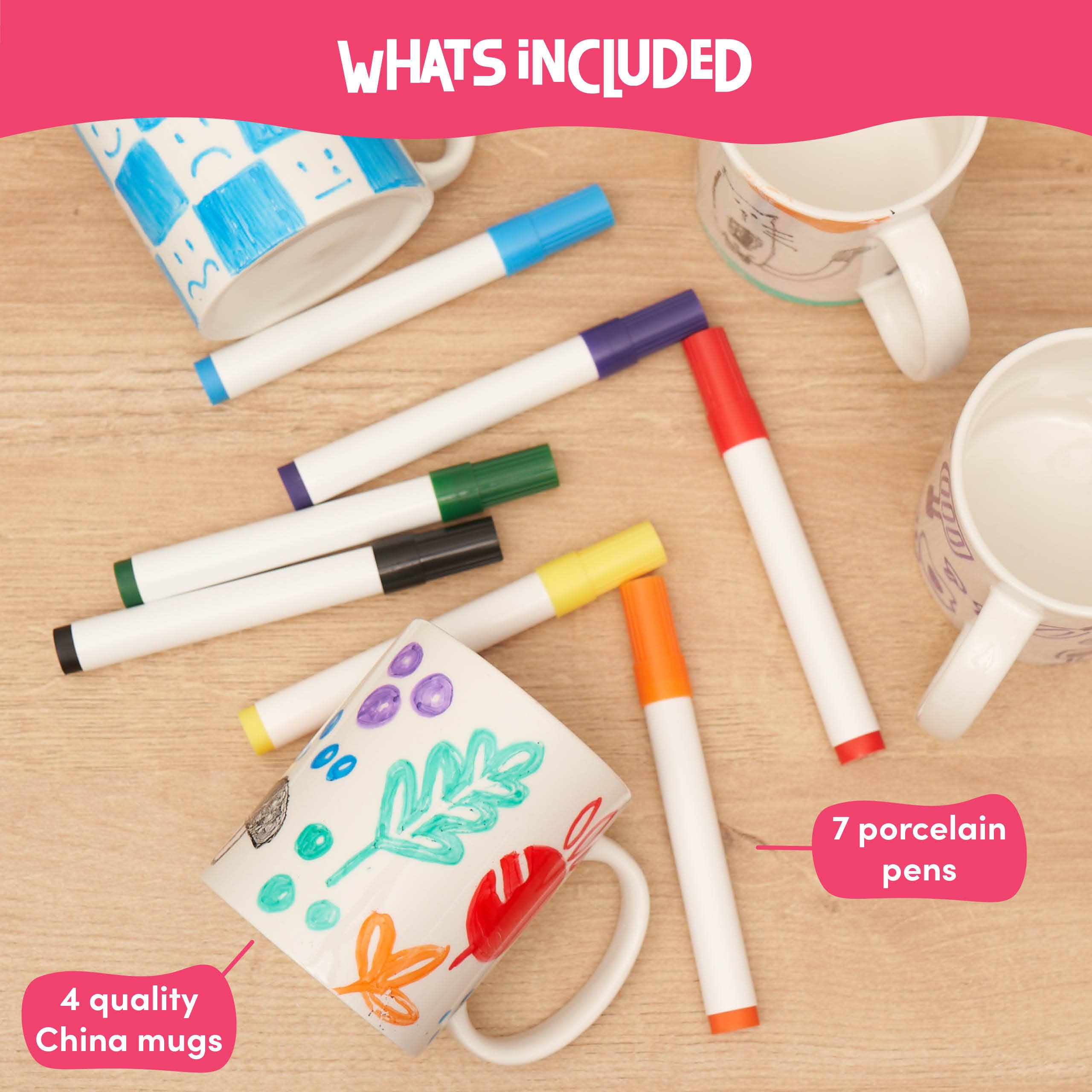 The Twiddlers - Wholesale Coffee Mug - 11 pcs Design Your Own Mug Set with Colouring Pens, Perfect7