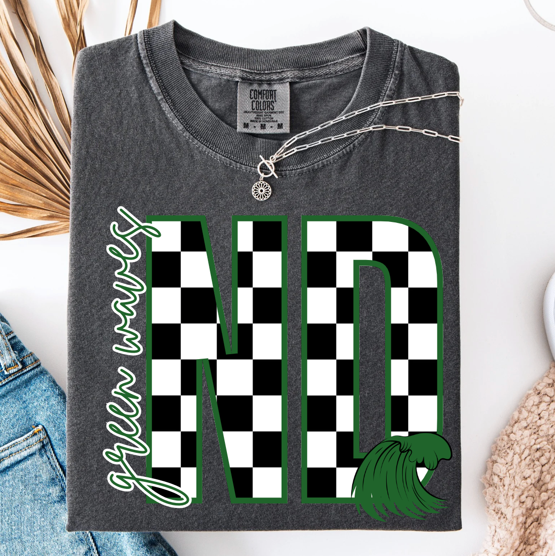  Pepper Block Letter Checker Graphic Tee for wholesale on Faire2