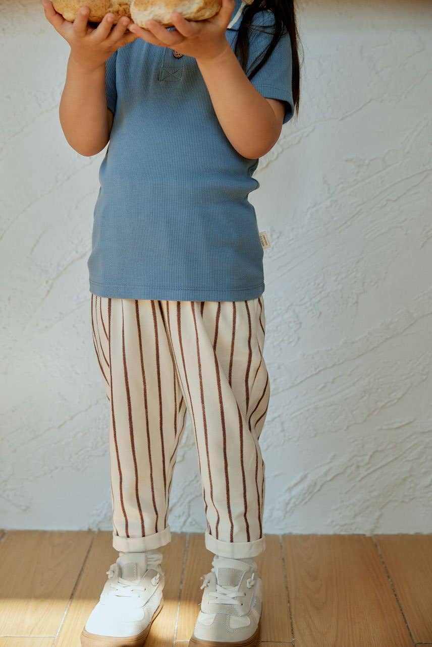 Norsu Organic - Wholesale Pants - Baby - Baby Relaxed Tapered Pant-Brown Stripes2