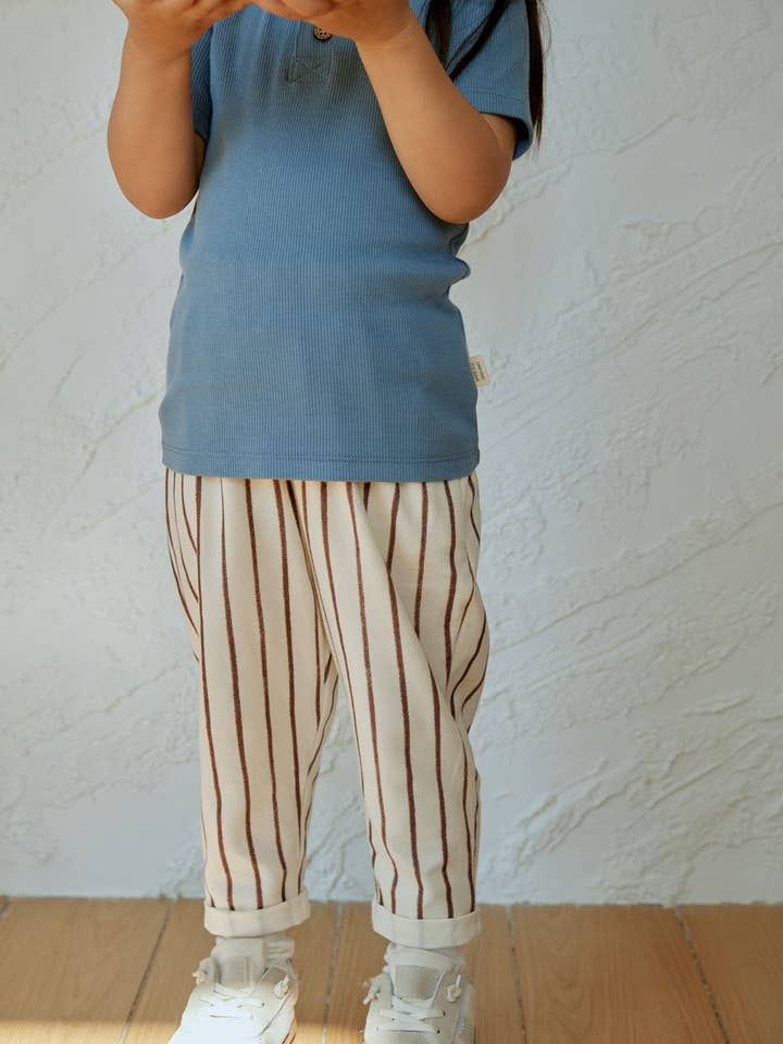 Norsu Organic - Wholesale Pants - Baby - Baby Relaxed Tapered Pant-Brown Stripes2