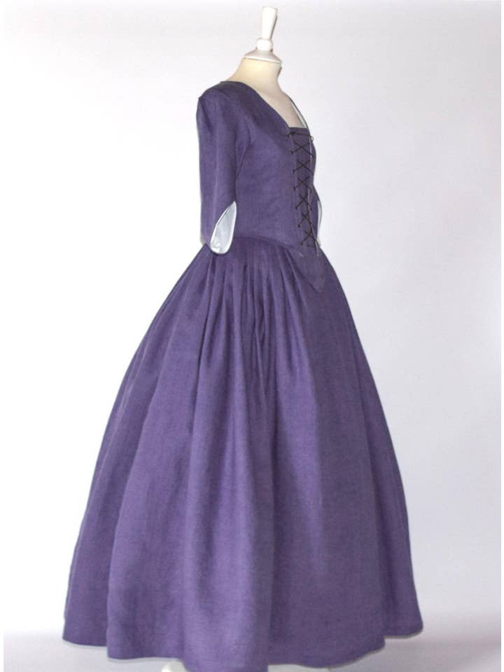 Atelier Serraspina - Vente Déguisement – femme - Costume de paysan DORINE en lin violet prune4