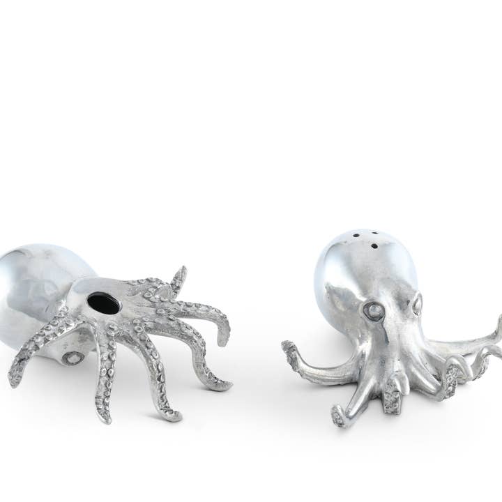 Vagabond House - Wholesale Salt & Pepper Shaker Set - Pewter Octopus Salt & Pepper Set
