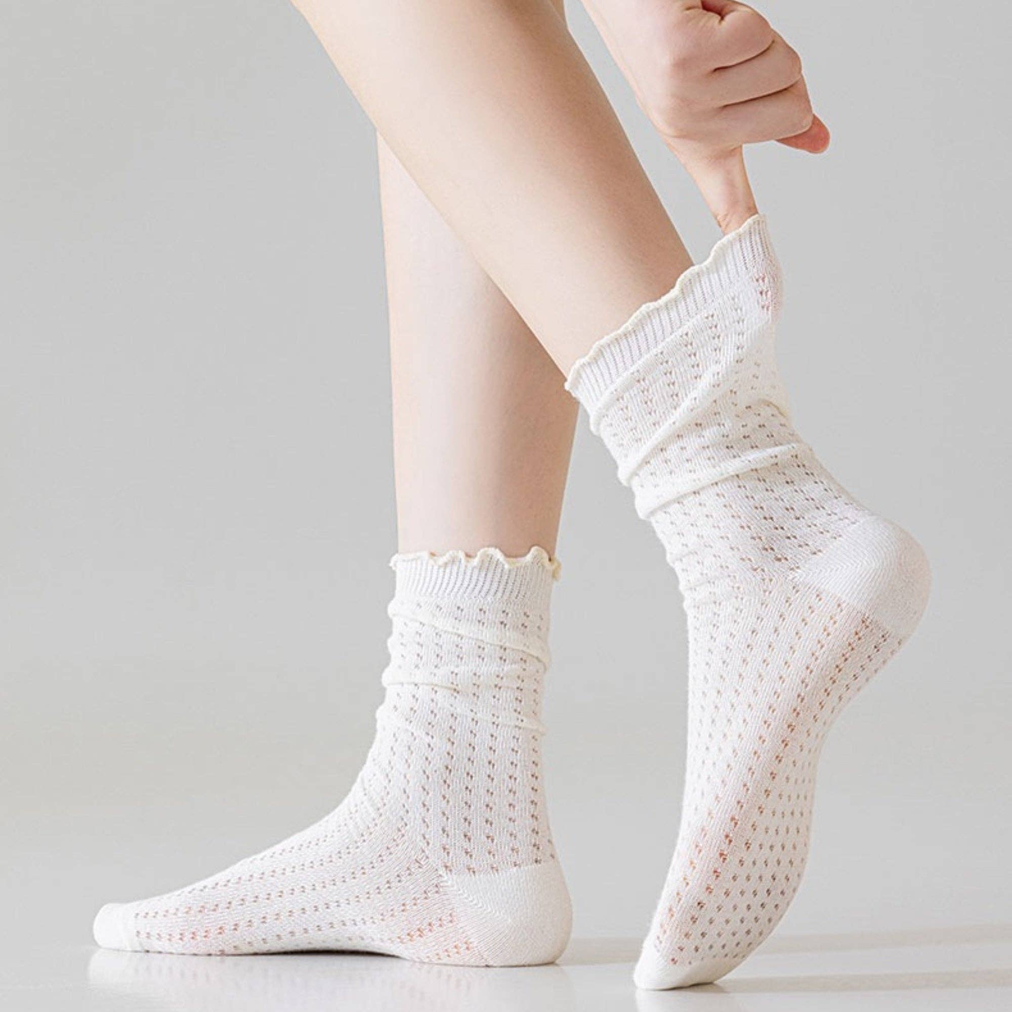 AK Brand - Wholesale Socks - Women's - 3-pack  Delicate Lace Knit Crew Socks with Textured Patterns13
