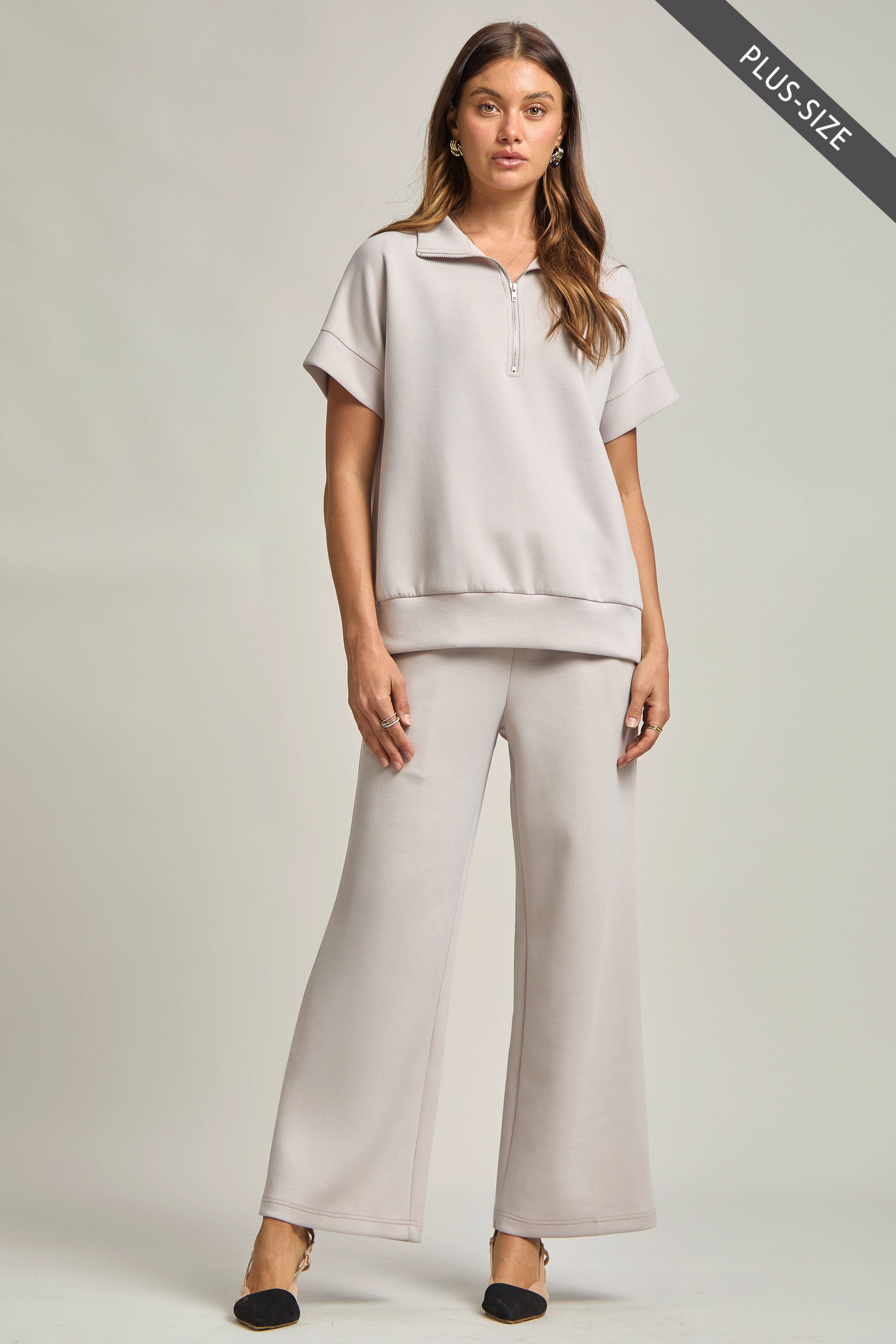 Dear Scarlett - Wholesale Lounge Set - Women's - PLUS SIZE Quarter Zip + Pants Modal Set TRVSET-CATALINAP24