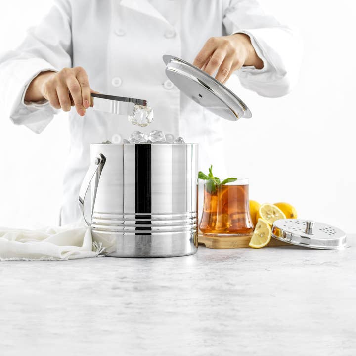 JoyJolt - Wholesale Ice bucket - Metal Double Wall Ice Bucket with Ice Tongs and Strainer2