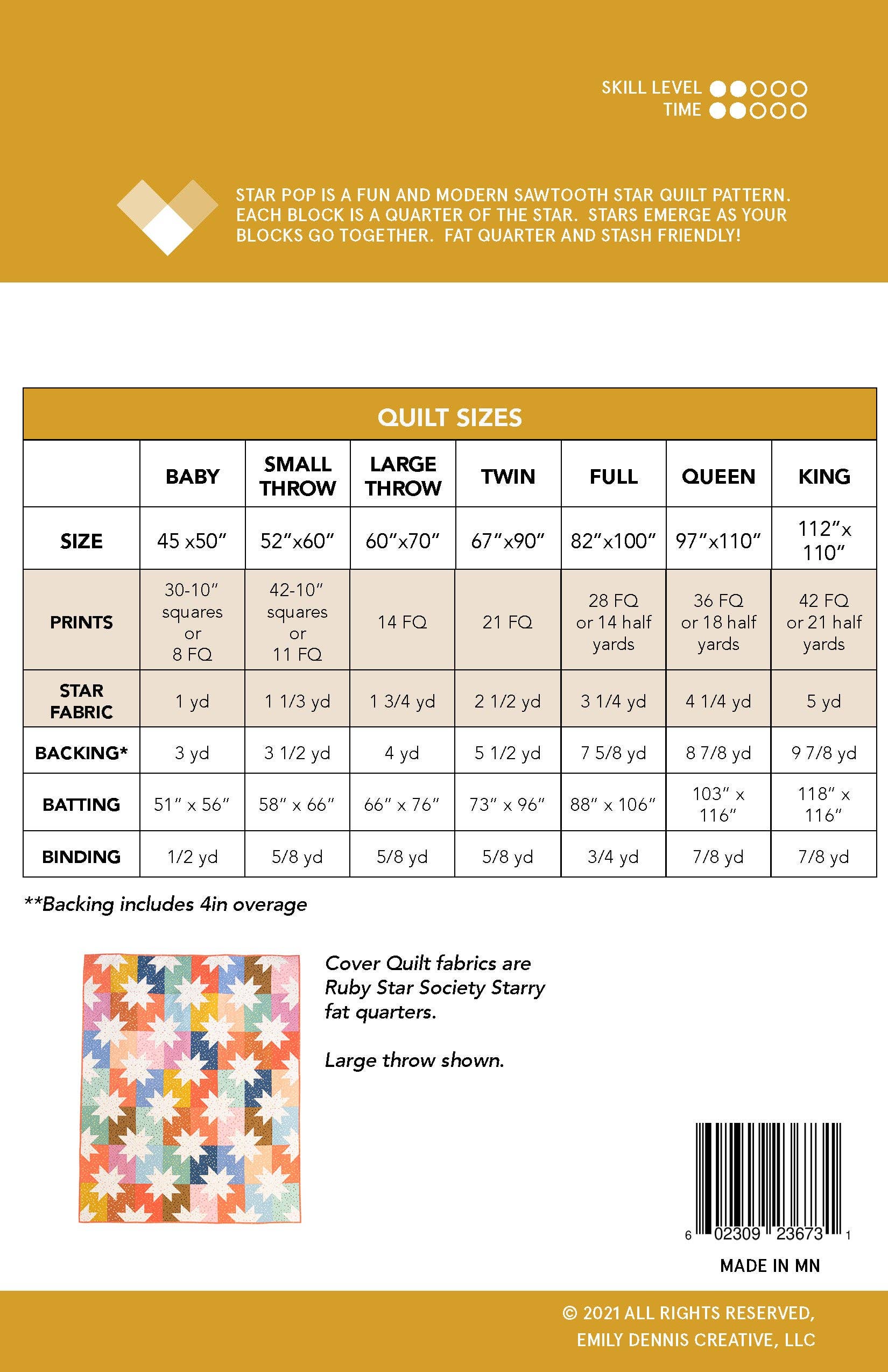 Quilty Love - Wholesale Craft Sewing Kit - Star Pop PAPER Quilt Pattern8