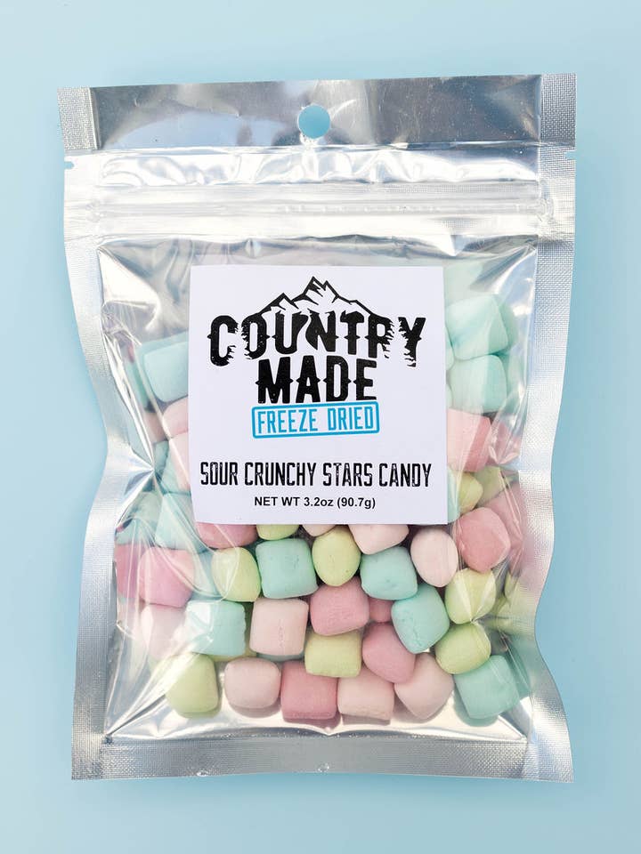 Freeze Dried Sour Crunchy Stars for wholesale by Country Made Freeze Dried