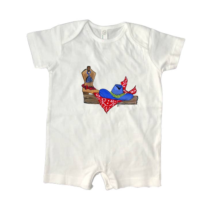 Cotton Romper 962 Cowboy Boot and Hat for wholesale by Designs By Beverly, LLC