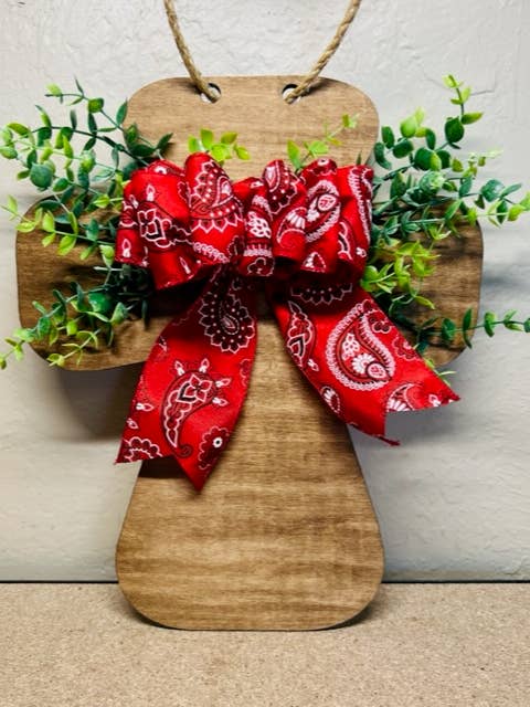 Large Wood Bandana Cross Door Hanger for wholesale by Mimi and Me Boutique