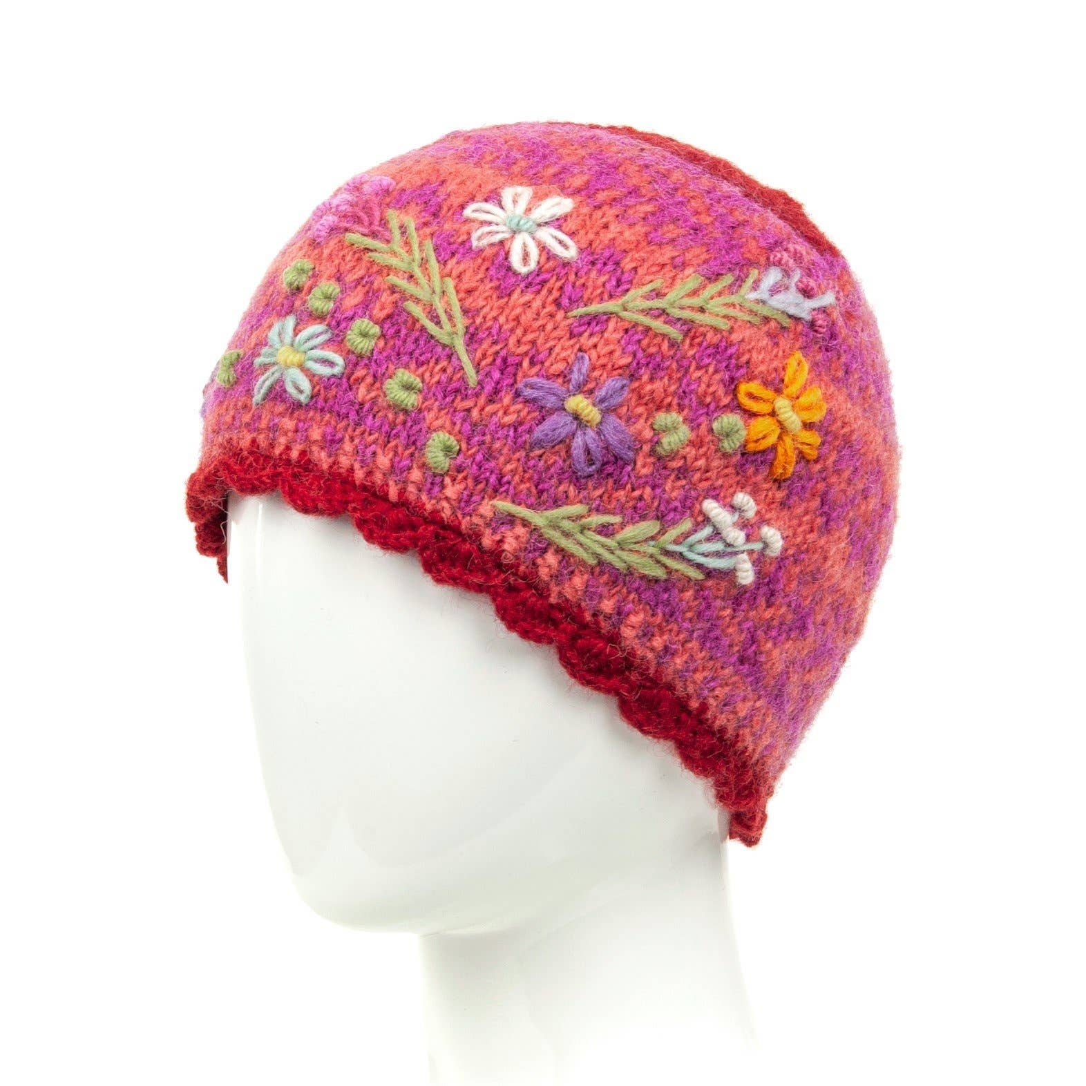 Lost Horizons Canada - Vente Bonnet – femme - Bonnet en laine brodé de fleurs Sadie1