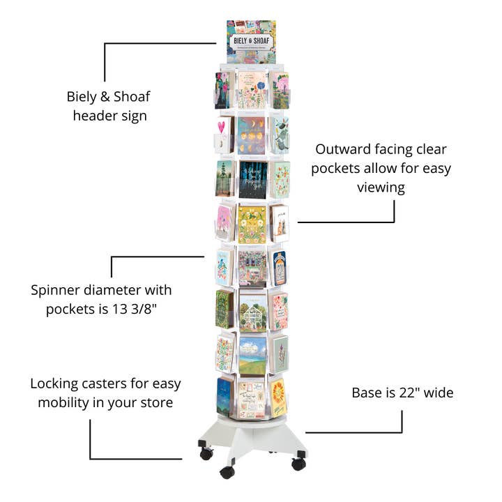 Biely & Shoaf - Wholesale Retailer Display - Paper & Novelty - 48-Pocket Filled Greeting Card Display