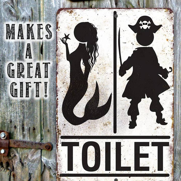 Lone Star Art Metal Signs - Wholesale Bathroom Sign - Pirate Mermaid Toilet - Metal Sign7